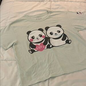 Mint Green Panda Heart Graphic Tee
